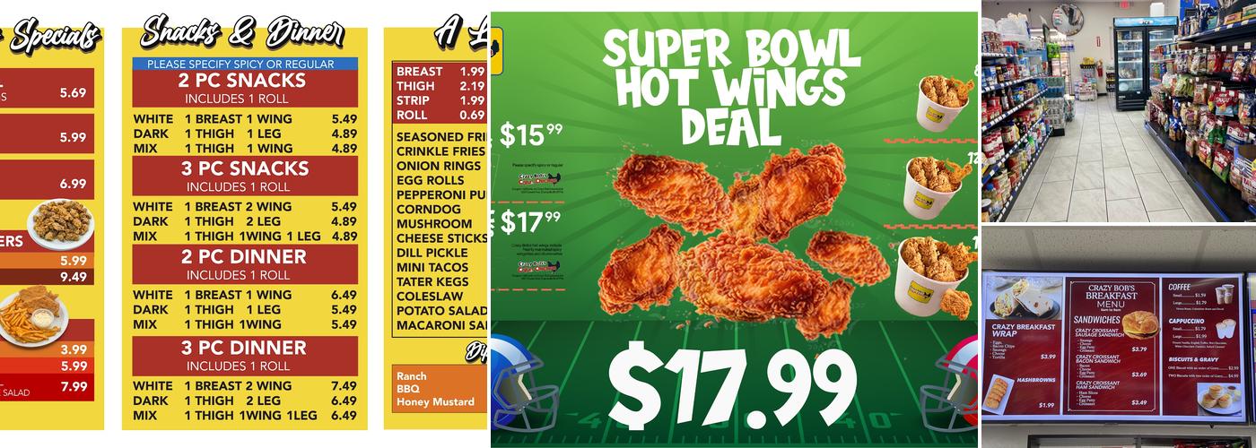 Crazy Bob’s Cajun Chicken/Covert Mart Menu