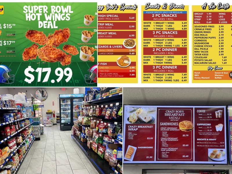 Crazy Bob’s Cajun Chicken/Covert Mart Menu