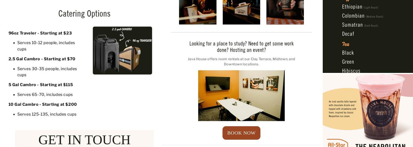 Java House (Fishers) Menu