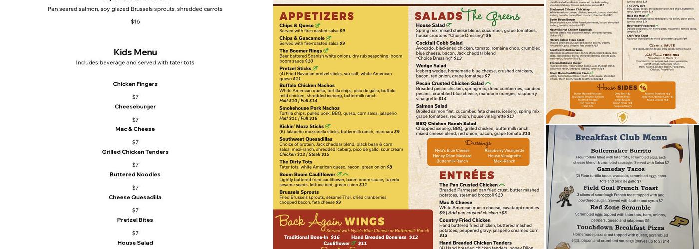 Boomerangs Menu