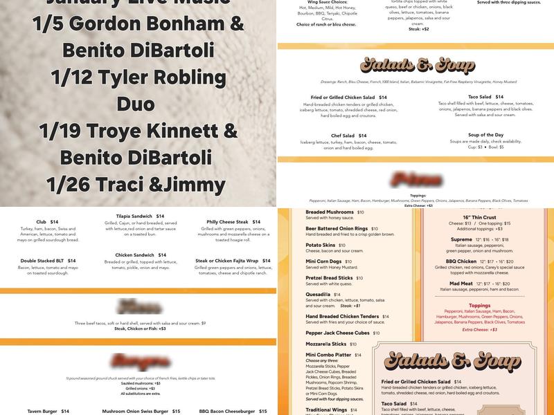 Patsy's Pub Menu