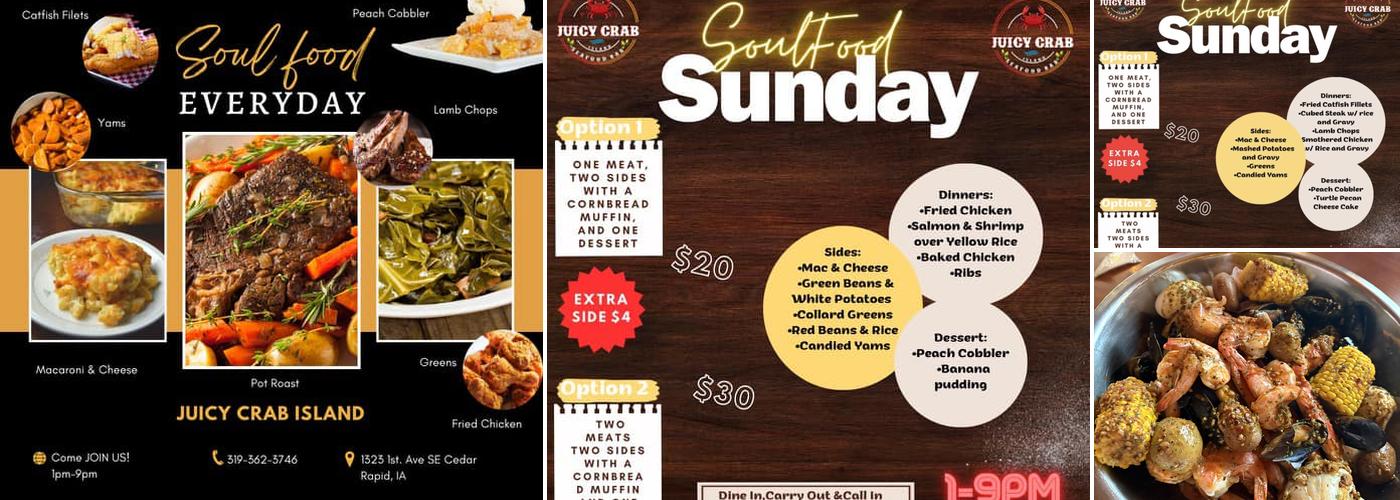 Juicy Crab Island Menu