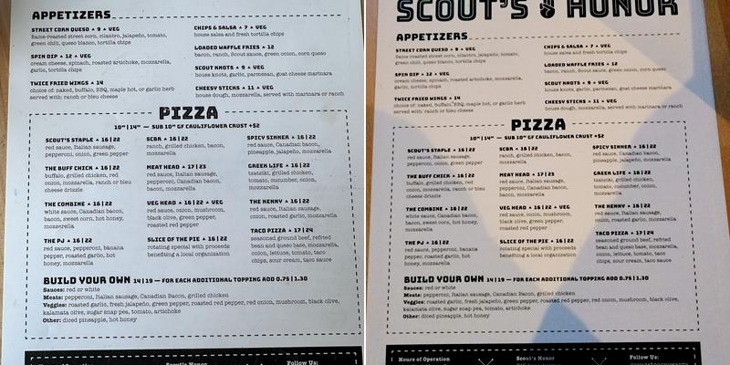 Scout's Honor Menu