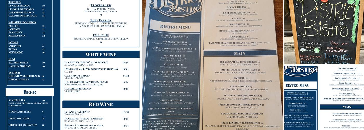 District Bistro Menu