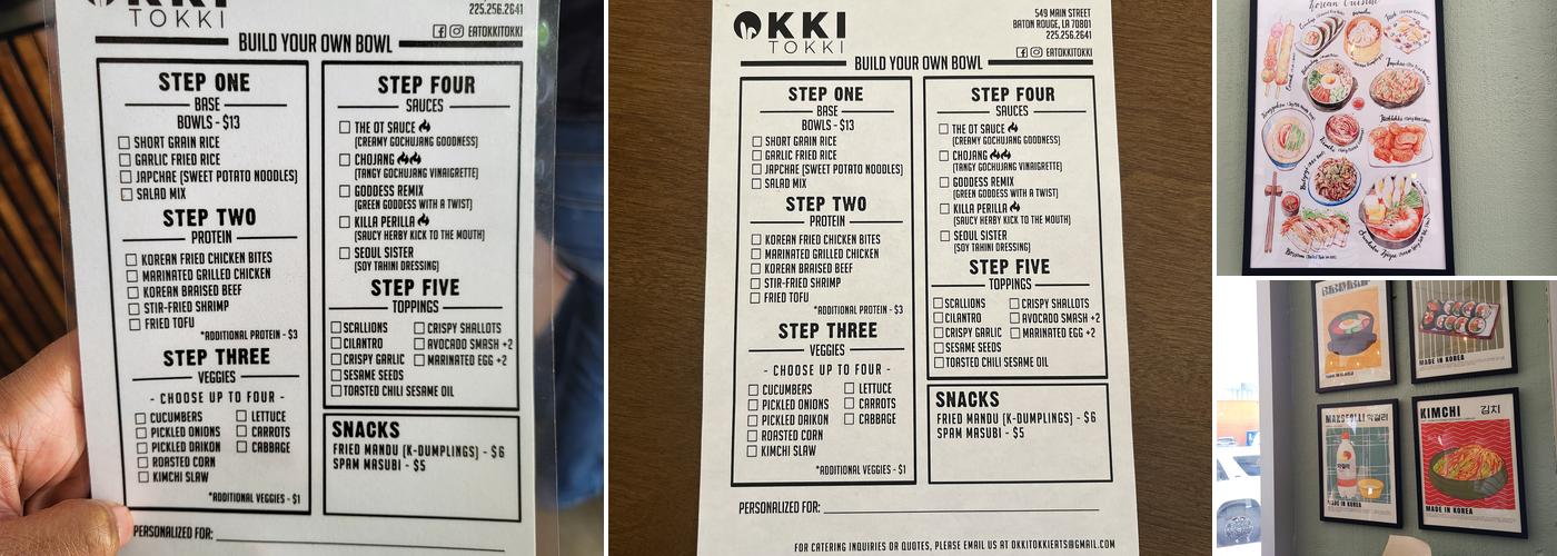Okki Tokki Menu