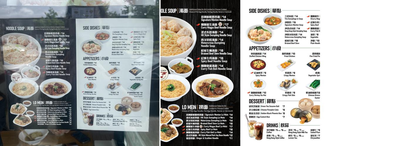 Gigantic Wonton Menu