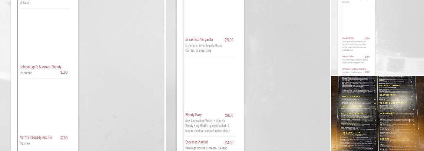 The Hudson Cafe Menu