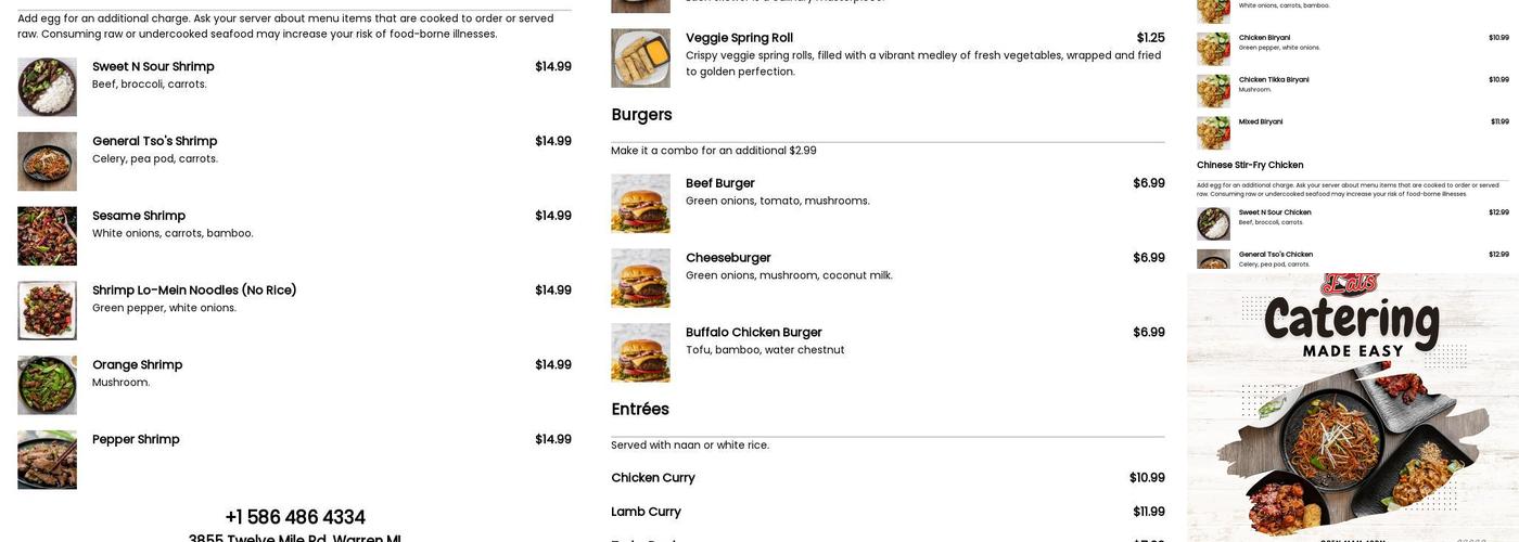 Warren Eats Menu