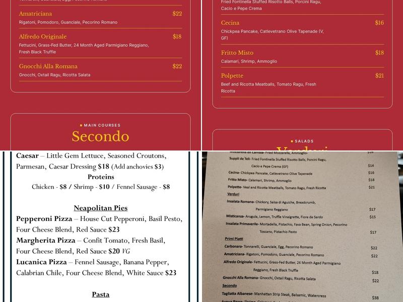 Romolo Bar Romana Menu