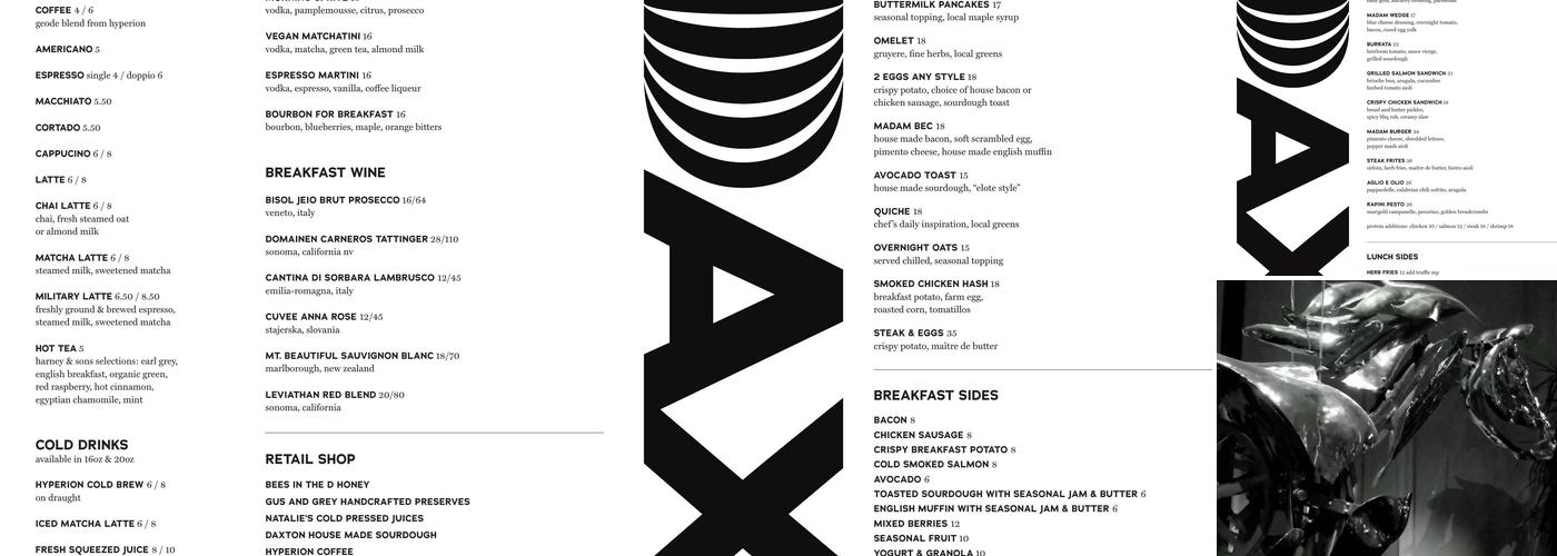 Café Dax Menu