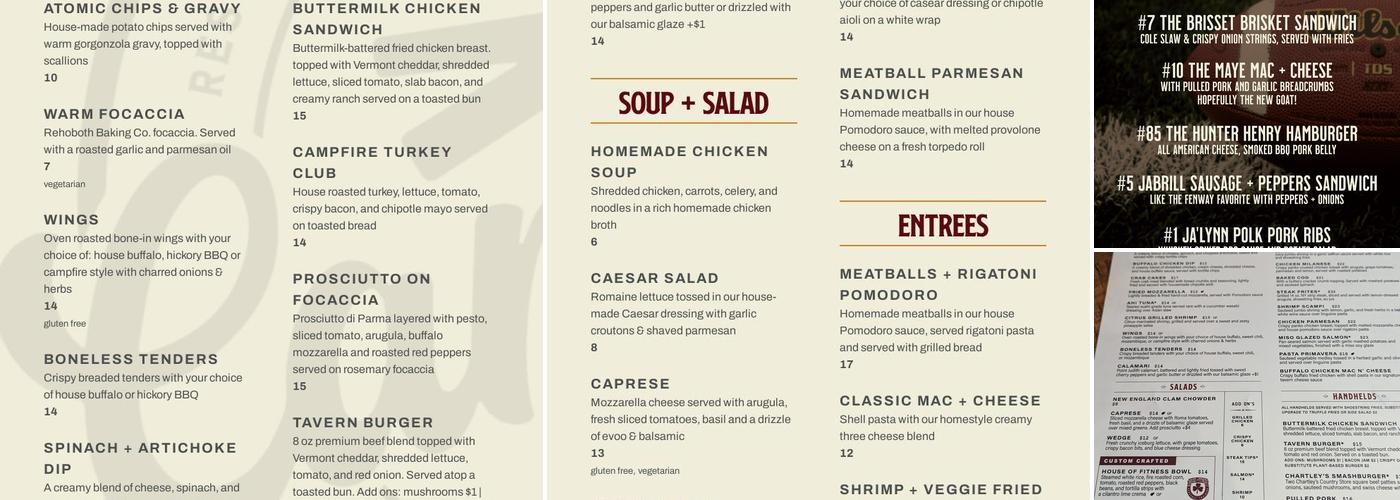 Campfire Tavern & Table Menu