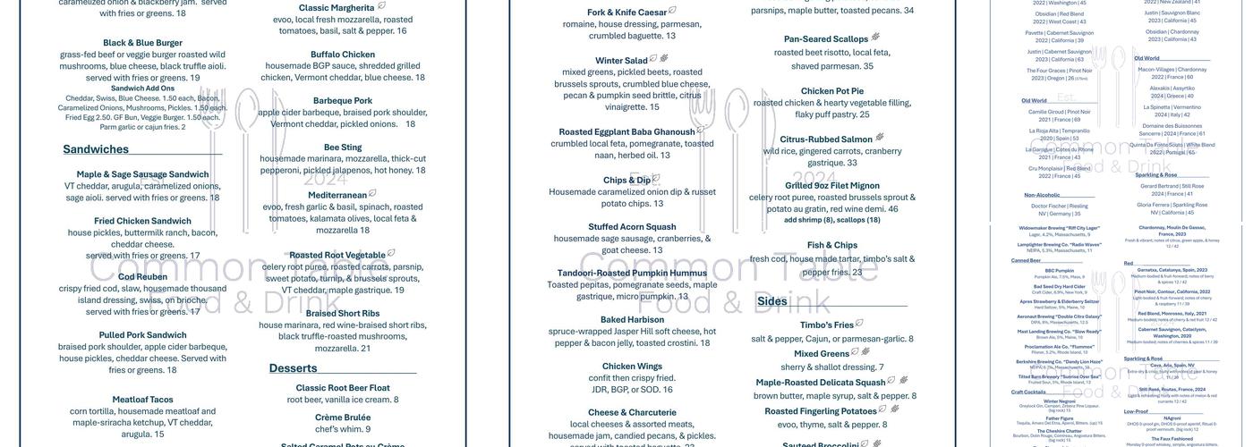 Common Table Menu