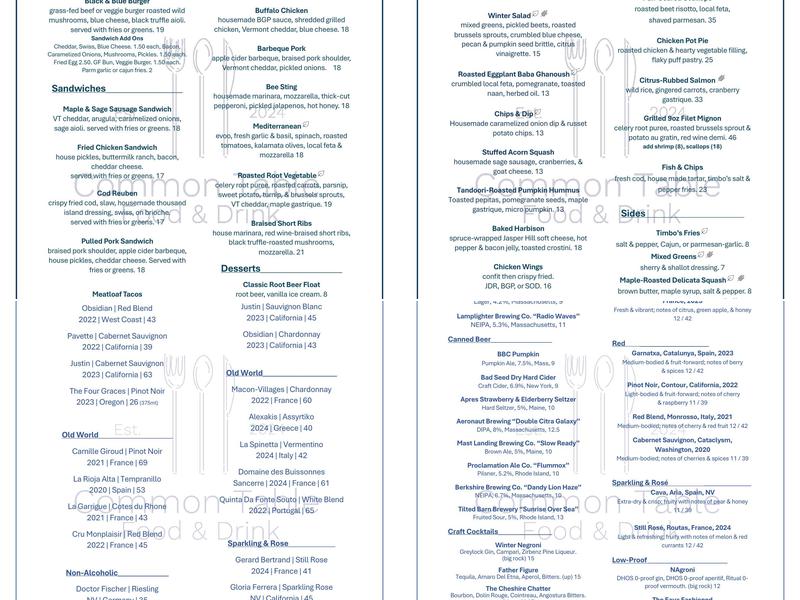 Common Table Menu