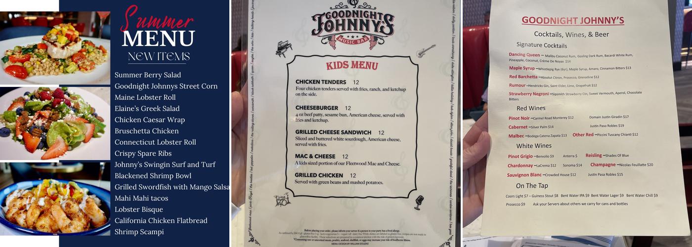 Good Night Johnny's American Music Bar Menu