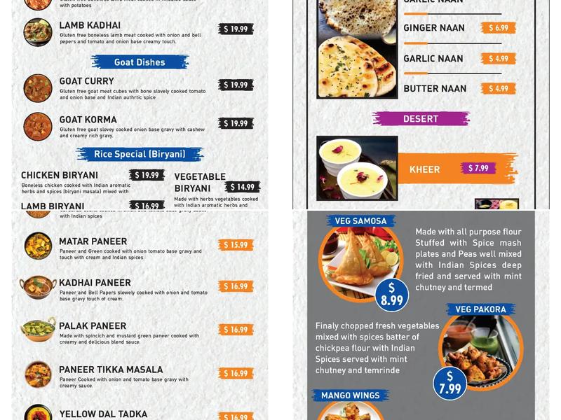 Clay Oven Indian Cuisine Menu