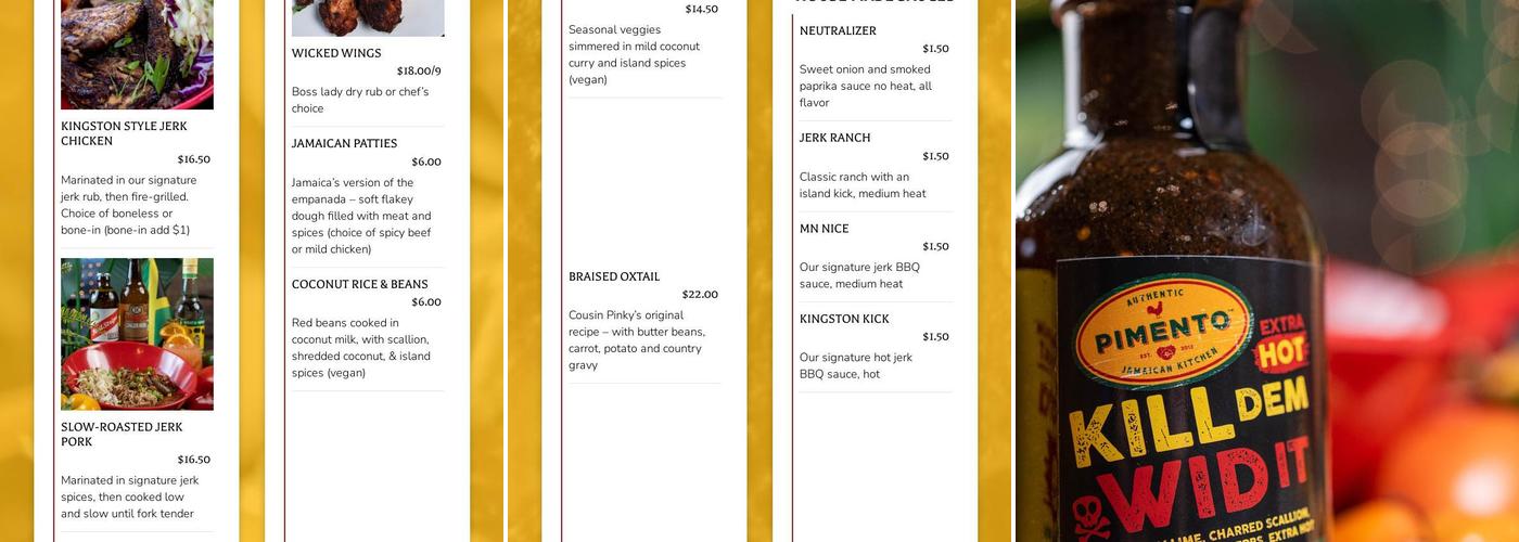 Pimento Jamaican Kitchen & Rum Bar Menu