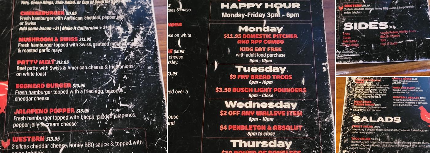 Hen House Bar & Restaurant Menu