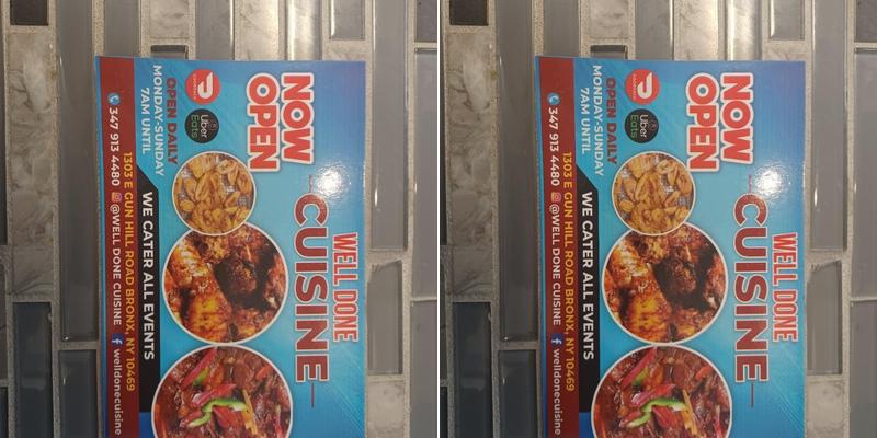 Well Done Cuisine Menu