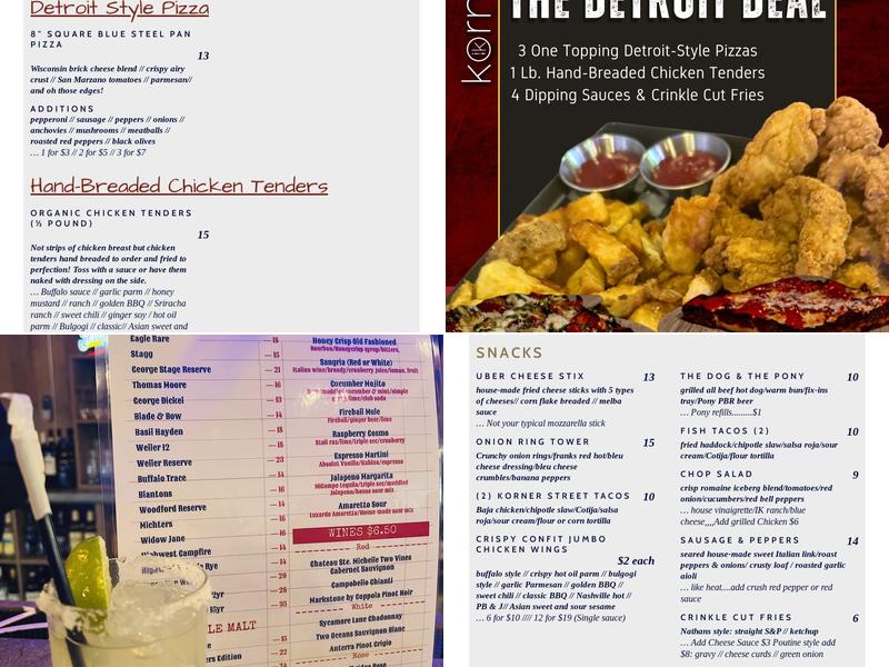 Korner Bar & Grille Menu