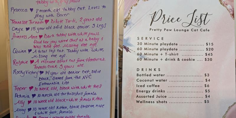 The Pretty Paw Lounge Menu