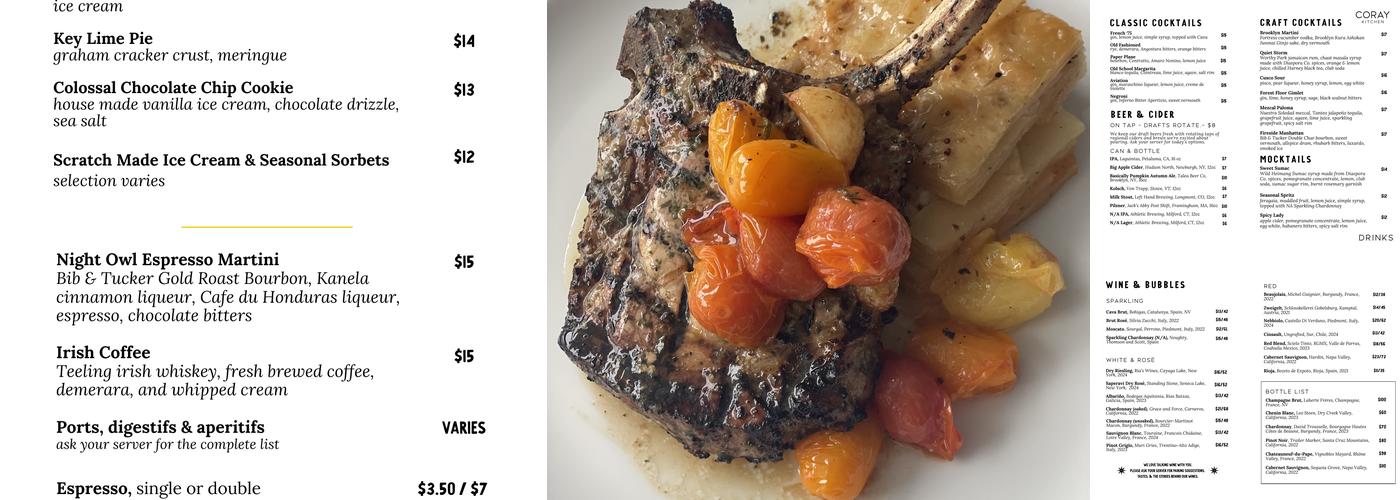 CORAY KITCHEN Menu