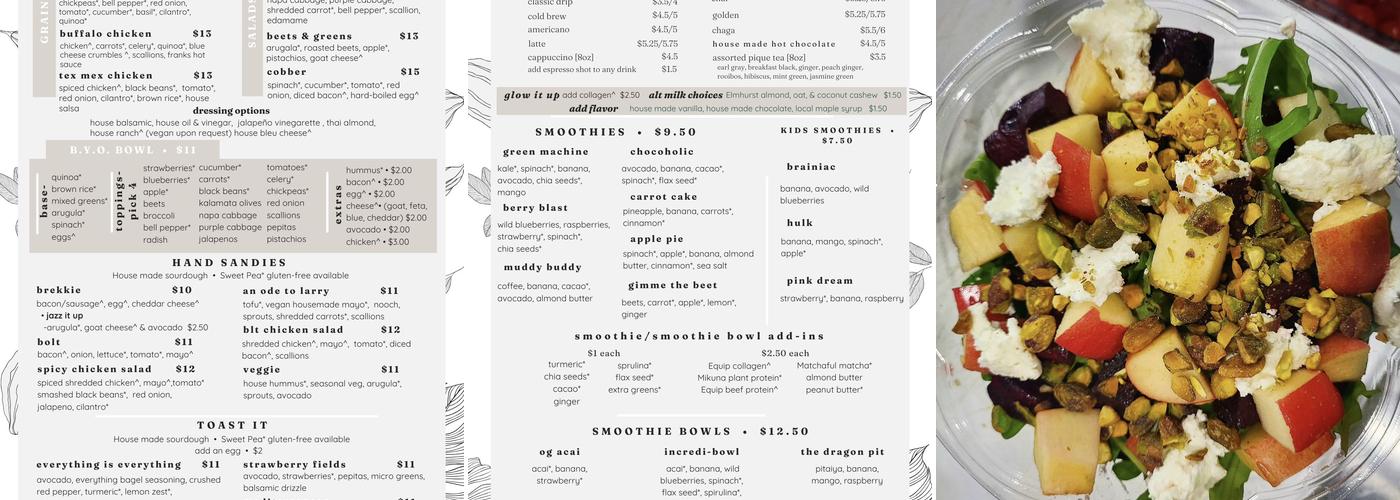 pure.roots Cafe & Plant Shop Menu