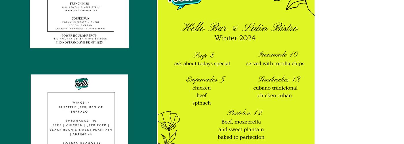 Hello Bar and Bites Menu