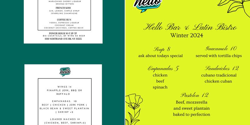 Hello Bar and Bites Menu