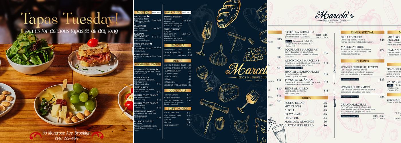 Marcela's Tapas & Fusion Cuisine Menu