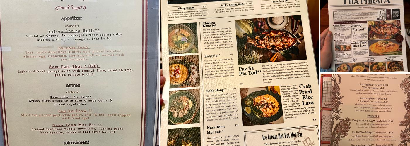 Tha Phraya Menu