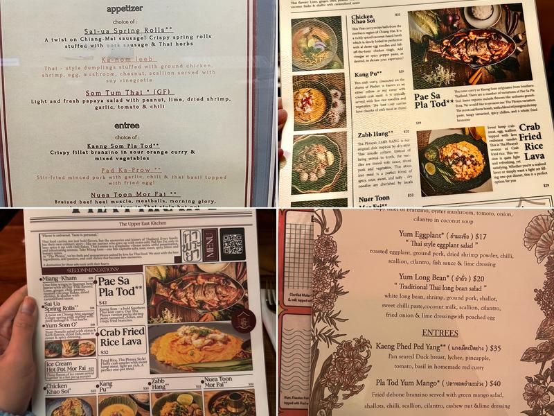 Tha Phraya Menu