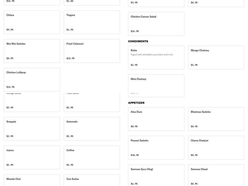 Royal Byanjan Palace & Bar Menu