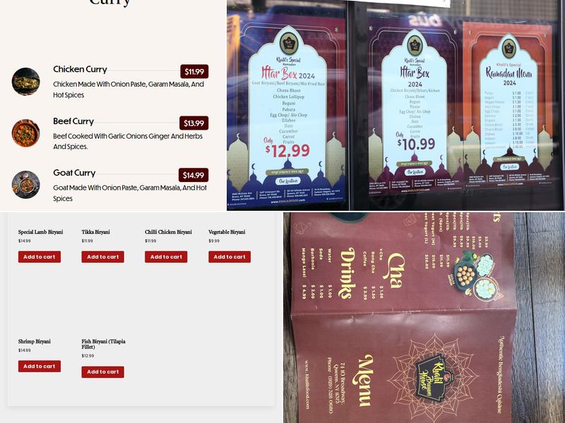 Khalil Biryani House Jackson Heights Menu