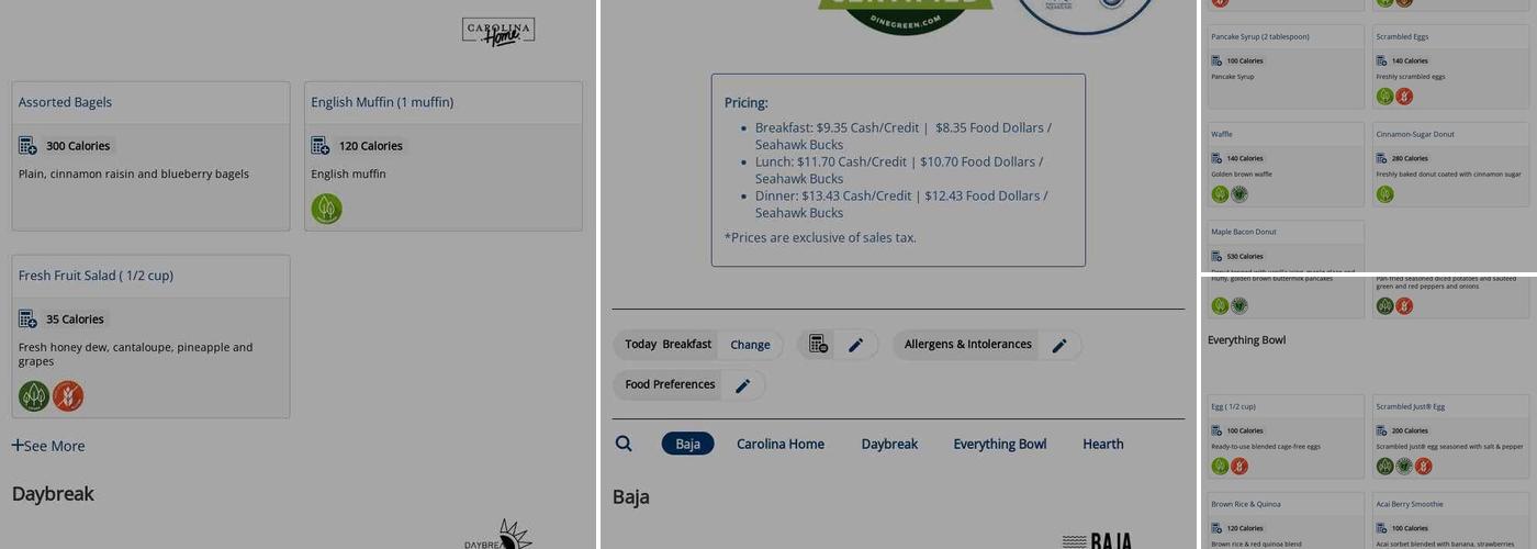 Shore Dining Hall Menu