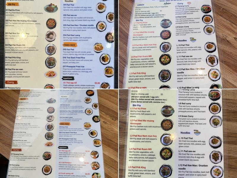 Mali Thai Kitchen Menu