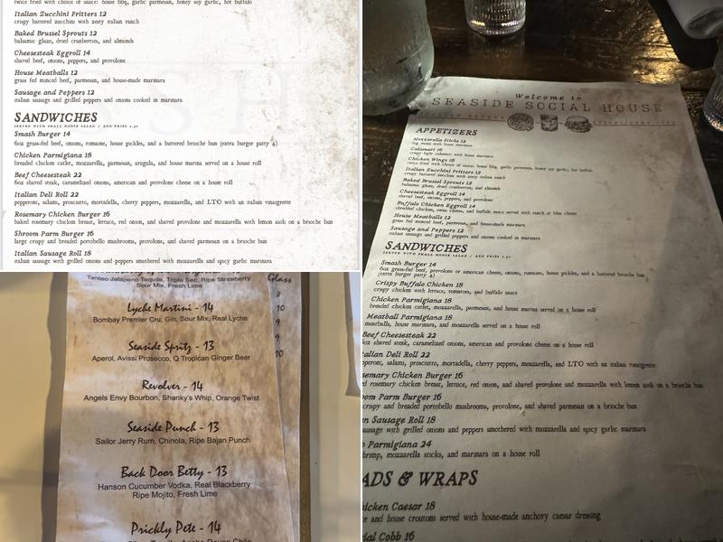 Seaside Social House Menu