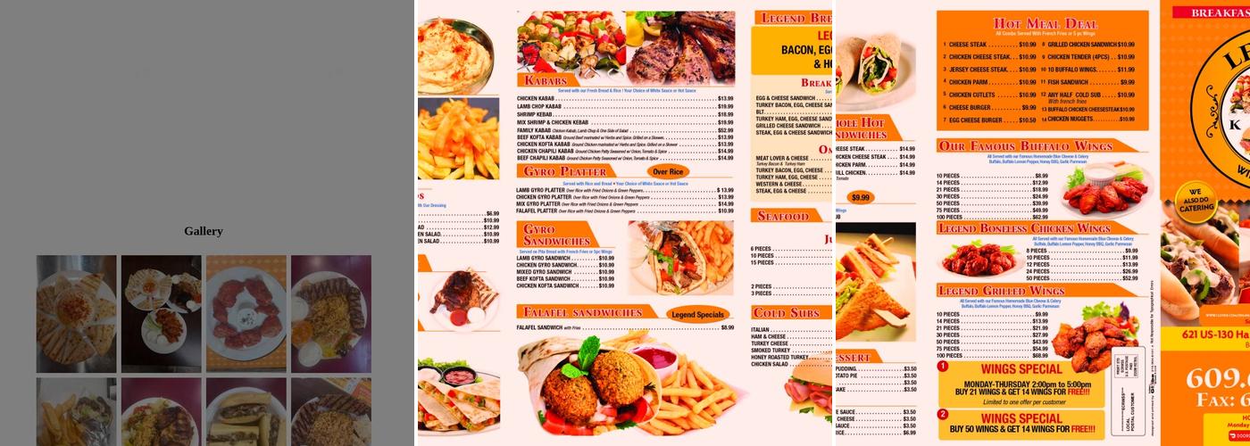Legend Wings & kebab - Halal Food Menu