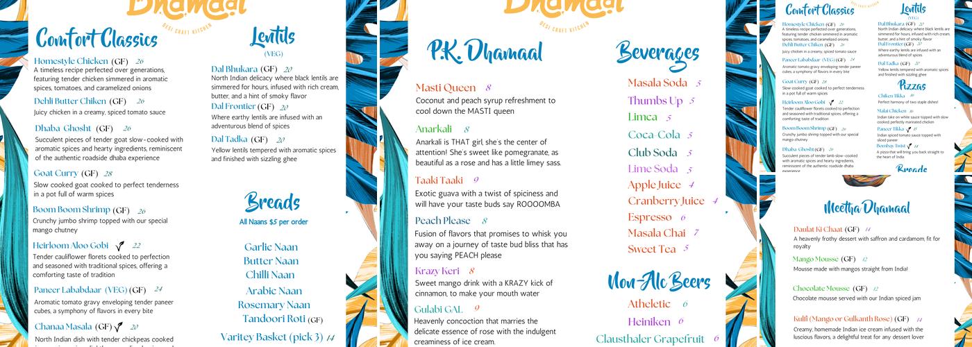 Dhamaal Menu