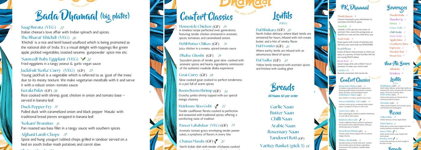 Dhamaal Menu