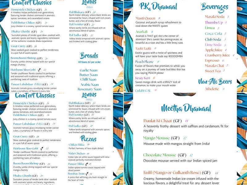 Dhamaal Menu