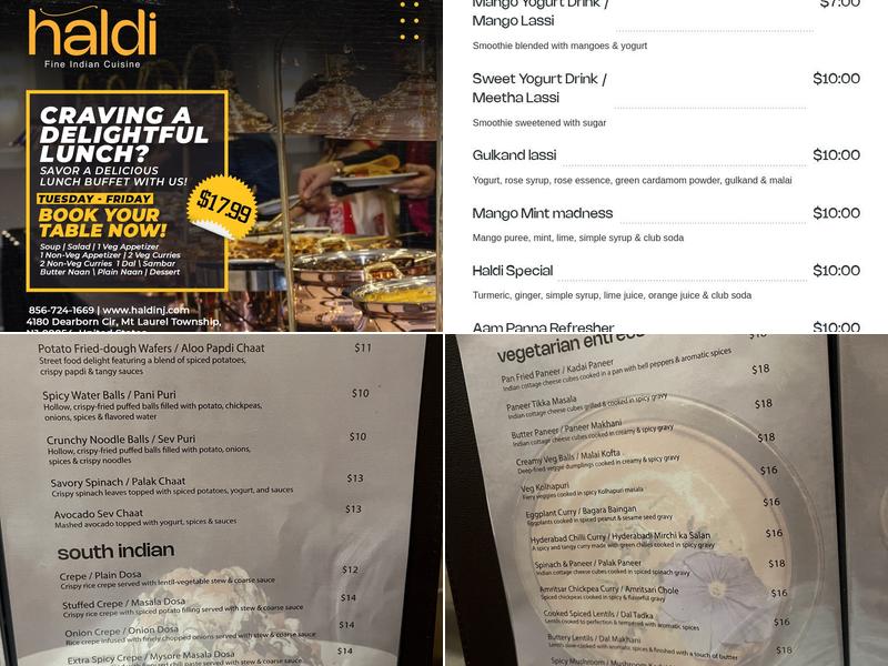 Haldi Fine Indian Cuisine Menu