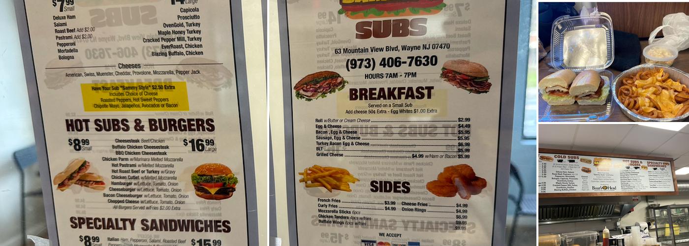 Sammys Subs Menu
