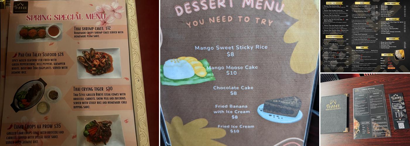 Thanee Thai Menu