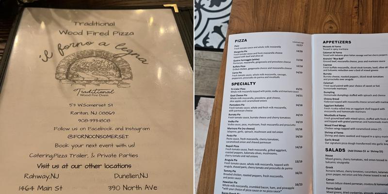 IL Forno a Legna - Raritan Menu
