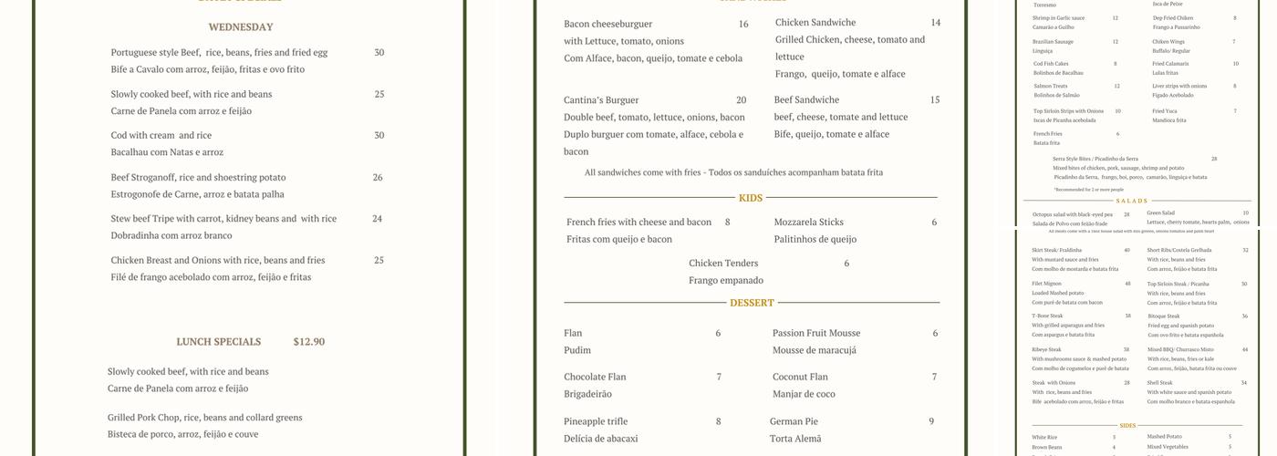Cantina da Serra Menu