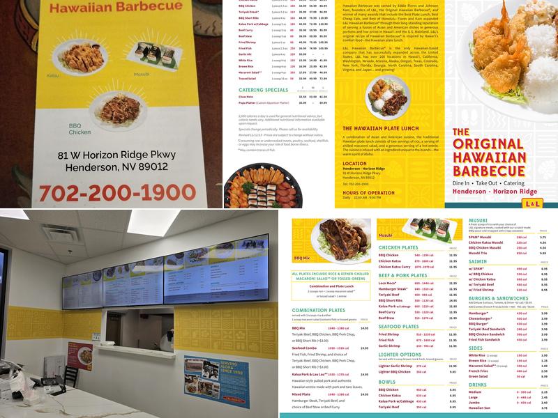 L & L Hawaiian Barbecue Menu