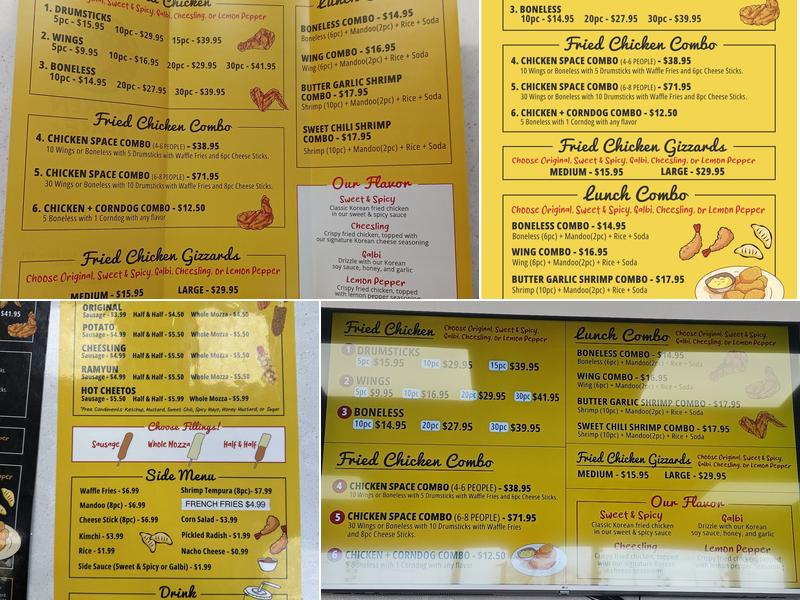 Chicken Space Menu