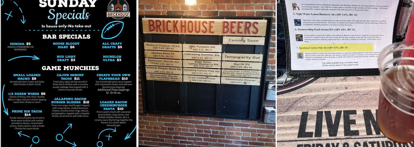 Brickhouse Restaurant and Brewery Menu