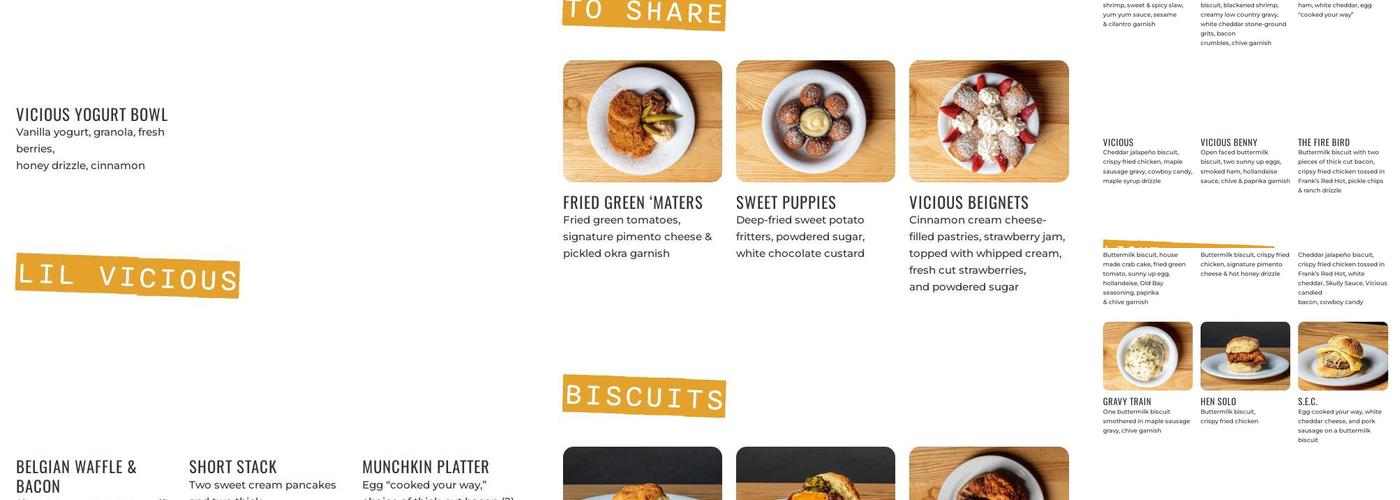 Vicious Biscuit Menu