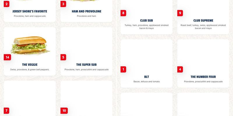 Jersey Mike's Subs Menu